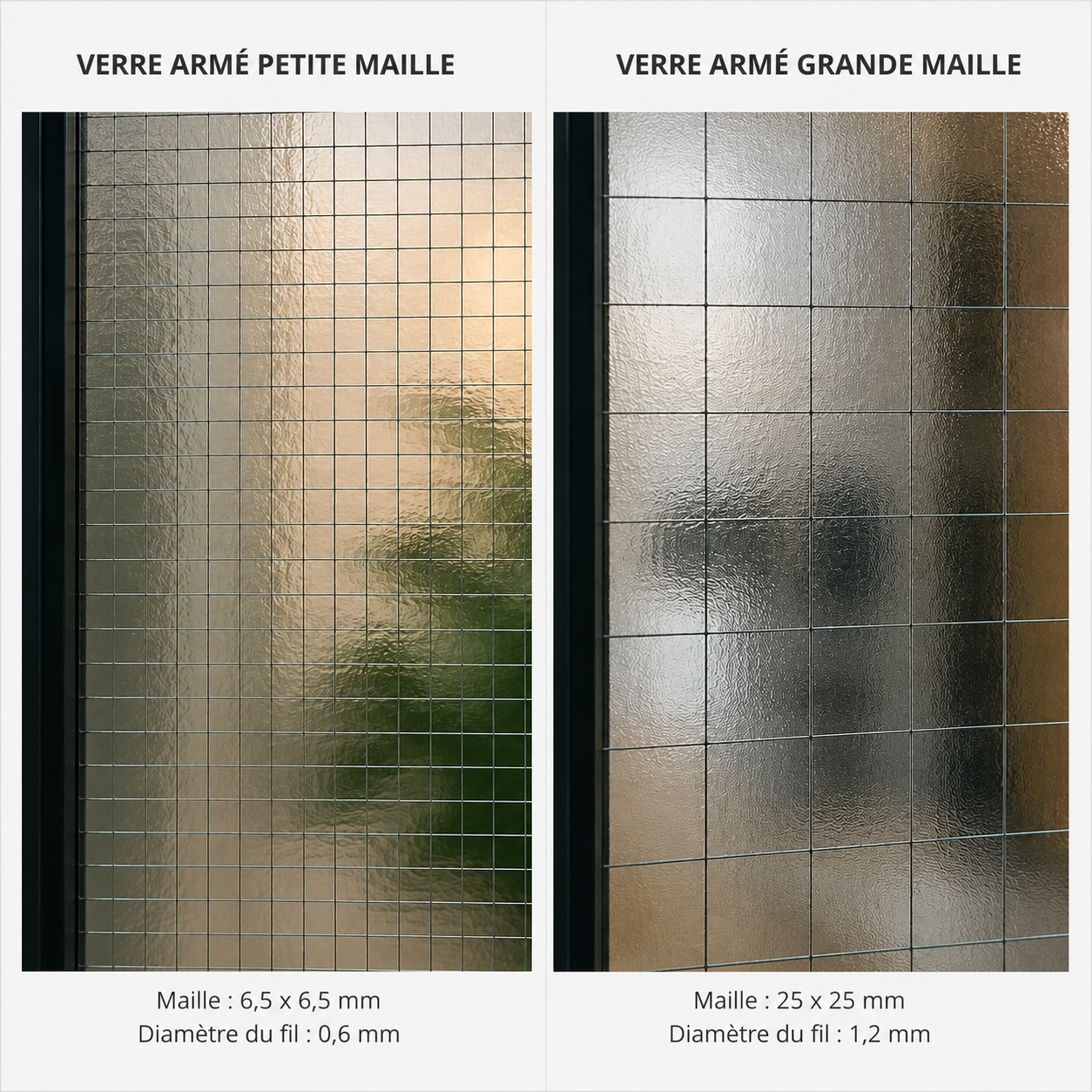verre armé grande et petite maille